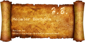 Heimler Borbála névjegykártya